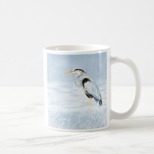 Wasserfarbe Großer Blaue Herde Bird Kaffeetasse (Rechts)
