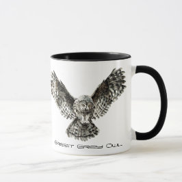 Wasserfarbe Großes graues Owl, Naturvogel Tasse