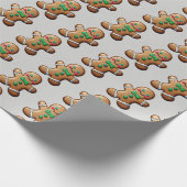 Wasserfarbe Grün & Braun Lebkuchen Menschenmuster Geschenkpapier (Ecke)