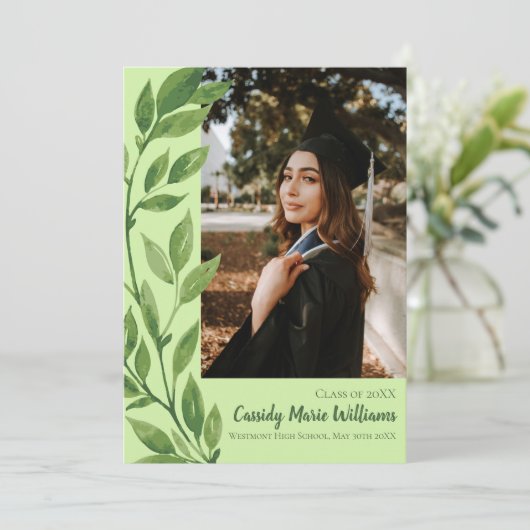 Wasserfarbe Grün Pflanze Abschluss Ankündigung (Stehend Vorderseite)