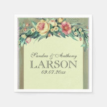 Wasserfarbe Grün & Rosa Hochzeit Napkin
