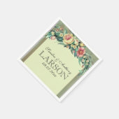 Wasserfarbe Grün & Rosa Hochzeit Napkin Serviette (Ecke)