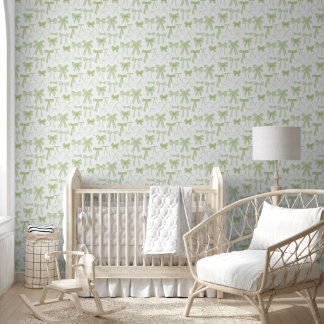 Wasserfarbe Grün Schleife Baby Mädchen Kinderzimme Tapete
