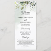 Wasserfarbe Grüne Blattwerk Hochzeit Programm (Vorderseite)