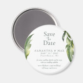 Wasserfarbe Grüne Runde Save-the-Date-Hochzeit Magnet (Vorderseite/Rückseite)