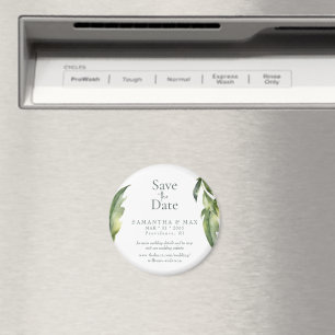 Wasserfarbe Grüne Runde Save-the-Date-Hochzeit Magnet