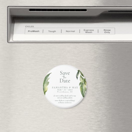 Wasserfarbe Grüne Runde Save-the-Date-Hochzeit Magnet (In Situ (Geschirrspüler))