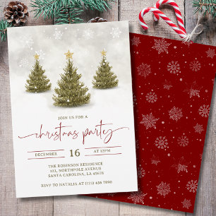 Wasserfarbe Grüne Weihnachtsbaum Firmenparty Einladung