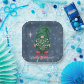 Wasserfarbe-Grünzwerg-Weihnachtslichter Pappteller (Party)