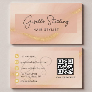 Wasserfarbe-Haarstylist-QR-Code Visitenkarte