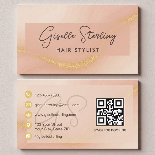 Wasserfarbe-Haarstylist-QR-Code Visitenkarte