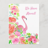 Wasserfarbe haben wir verschoben Flamingo-Adresse Ankündigungspostkarte (Vorderseite)