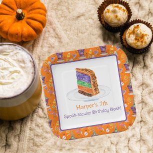 Wasserfarbe Halloween Geburtstagskuchen Danke Pappteller