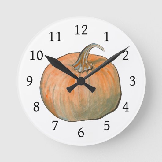 Wasserfarbe Halloween Harvest Pumpkin Runde Wanduhr (Vorderseite)