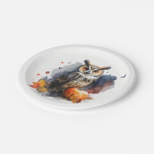 Wasserfarbe Halloween Pappteller (Schrägansicht)