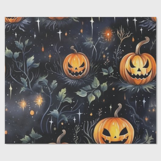 Wasserfarbe Halloween Pumpkin Geschenkpapier (Flach)
