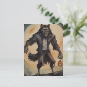 Wasserfarbe Halloween Werewolf Postkarte (Stehend Vorderseite)