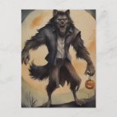 Wasserfarbe Halloween Werewolf Postkarte (Vorderseite)