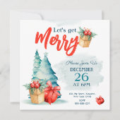 Wasserfarbe Hand gezeichnet Lass uns frohe Weihnac Einladung (Vorderseite)