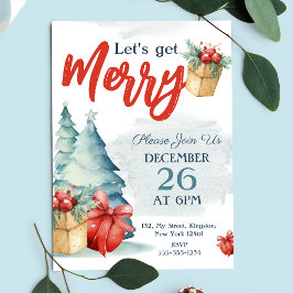 Wasserfarbe Hand gezeichnet Lass uns frohe Weihnac Einladungspostkarte