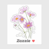 Wasserfarbe Handgemalt Elegant Rosa Kosmos Aufkleber (Blatt)