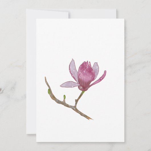 Wasserfarbe Handgemalte Magnolia-Blume Einladung (Vorderseite)