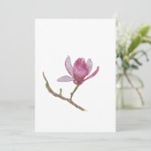 Wasserfarbe Handgemalte Magnolia-Blume Einladung (Stehend Vorderseite)