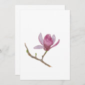 Wasserfarbe Handgemalte Magnolia-Blume Einladung (Vorne/Hinten)