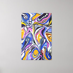 Wasserfarbe Handgestrichen Moderne Retro Artdeco Leinwanddruck