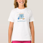 Wasserfarbe Hanukka Menorah Holiday T-Shirt<br><div class="desc">Eine Hanukkah-Szene mit einer Menorah,  Sufganiyot (Donuts),  dreiblättrigen und Olivenzweigen wird in einem Aquarelleffekt auf den Chanukah-T - Shirt dieses Kindes gerendert. Ideal für jeden Tag und jede Nacht von Hanukkah. Verfügbar mit passenden Produkten.</div>