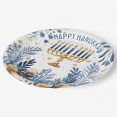 Wasserfarbe Hanukkah Celebration Pappteller (Schrägansicht)