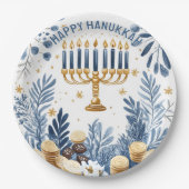 Wasserfarbe Hanukkah Celebration Pappteller (Vorderseite)