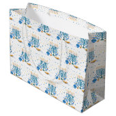 Wasserfarbe Hanukkka Holiday Große Geschenktüte (Rückseite Schrägansicht)
