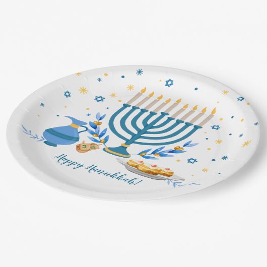 Wasserfarbe Hanukkka Holiday Pappteller (Schrägansicht)