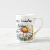 Wasserfarbe "Happy Birthday Mama" Weiße BLUME Porzellantasse (Rechts)