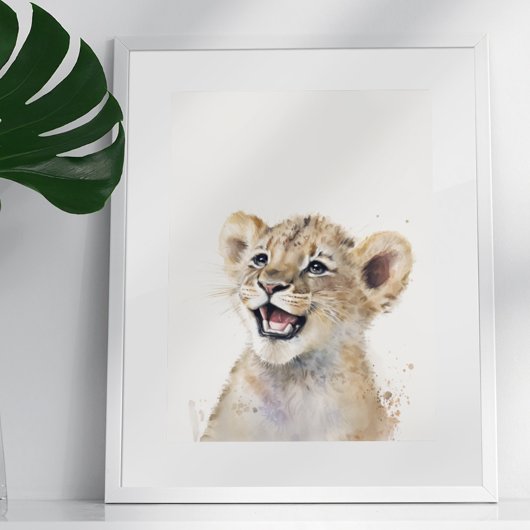 Wasserfarbe Happy Lion Baby Kinderzimmer Jungle Sa Poster