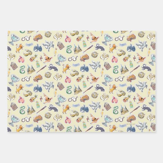 Wasserfarbe Harry Potter Icons Geschenkpapier Set (Vorderseite 3)