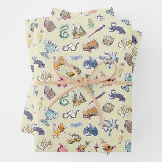 Wasserfarbe Harry Potter Icons Geschenkpapier Set (Beispiel)