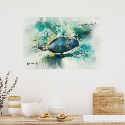 Wasserfarbe Hawaiianischer Tropischer Fisch - File Poster (Küche)