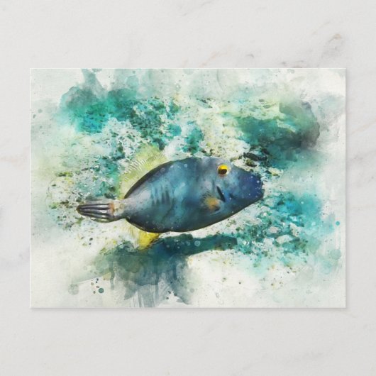 Wasserfarbe Hawaiianischer Tropischer Fisch - File Postkarte (Vorderseite)