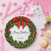 Wasserfarbe Heilige Berry und rotes Band Festival Pappteller (Party)