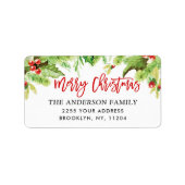 Wasserfarbe Heilige Berry Weihnachtszeit Rücksende Adressaufkleber (Vorne)