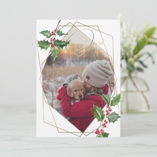 Wasserfarbe Heilige und rote Berries Einladung (Stehend Vorderseite)