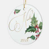 Wasserfarbe Heilige und rote Berries Keramik Ornament (Links)