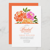 Wasserfarbe Heiß rosa orangefarbenes Brautparty Einladung (Vorne/Hinten)