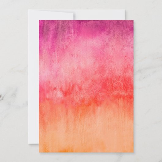 Wasserfarbe Heiß rosa und orange Hochzeit Einladung (Rückseite)