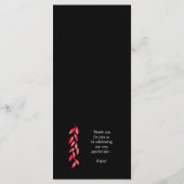 Wasserfarbe Heiße rosa Blätter auf Schwarzer Hochz Menükarte (Rückseite)