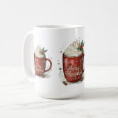 Wasserfarbe Heiße Schokolade mit Weihnachten Kaffeetasse (Vorderseite Links)