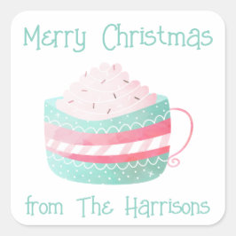 Wasserfarbe Heiße Schokolade Weihnachtsgeschenke A Quadratischer Aufkleber