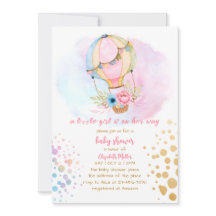 Wasserfarbe Heißluftballon Baby Girl Dusche